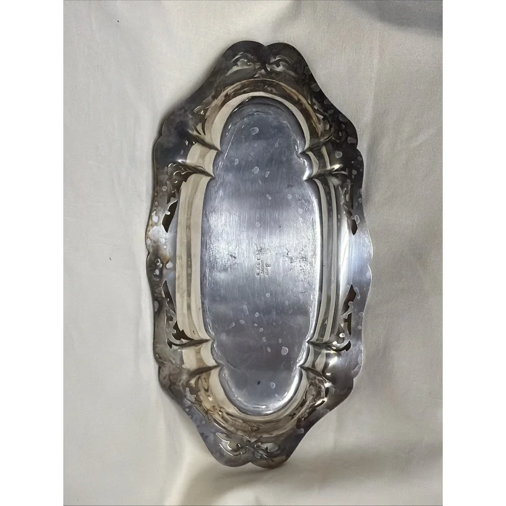 Vintage Silverplate Oval Serving Tray‎ Victorian Style sheffield reproduction
